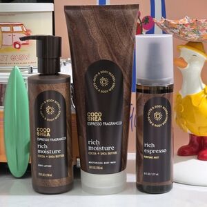 Bath & Body Works Coco Shea Rich Espresso 3 Piece Body Care Set NEW Rare